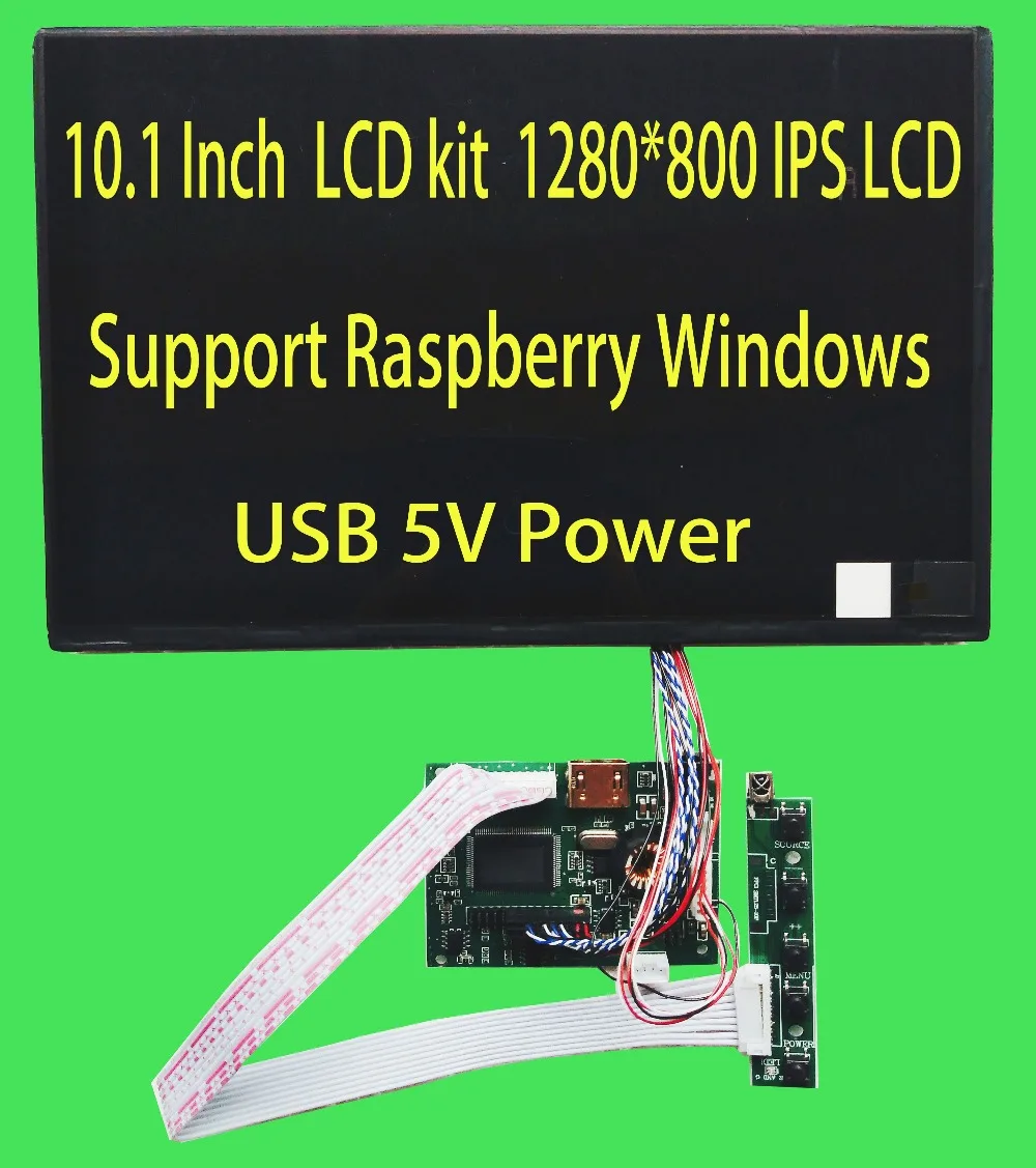 

10.1inch 1280*800 IPS High Brightness LCD with driver board support Raspberry Pi Windows USB 5V Power