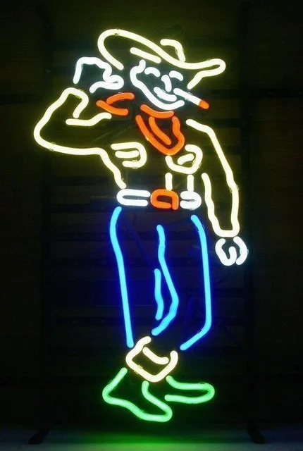 Custom Las Vegas Cowboy Glass Neon Light Sign Beer Bar