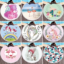 

New 1pcs Unicorn Beach Towel Printed Tropical Leaves Flower Flamingo Round Spa Bath Towel for DIY Wall Tapestry Bath Towels