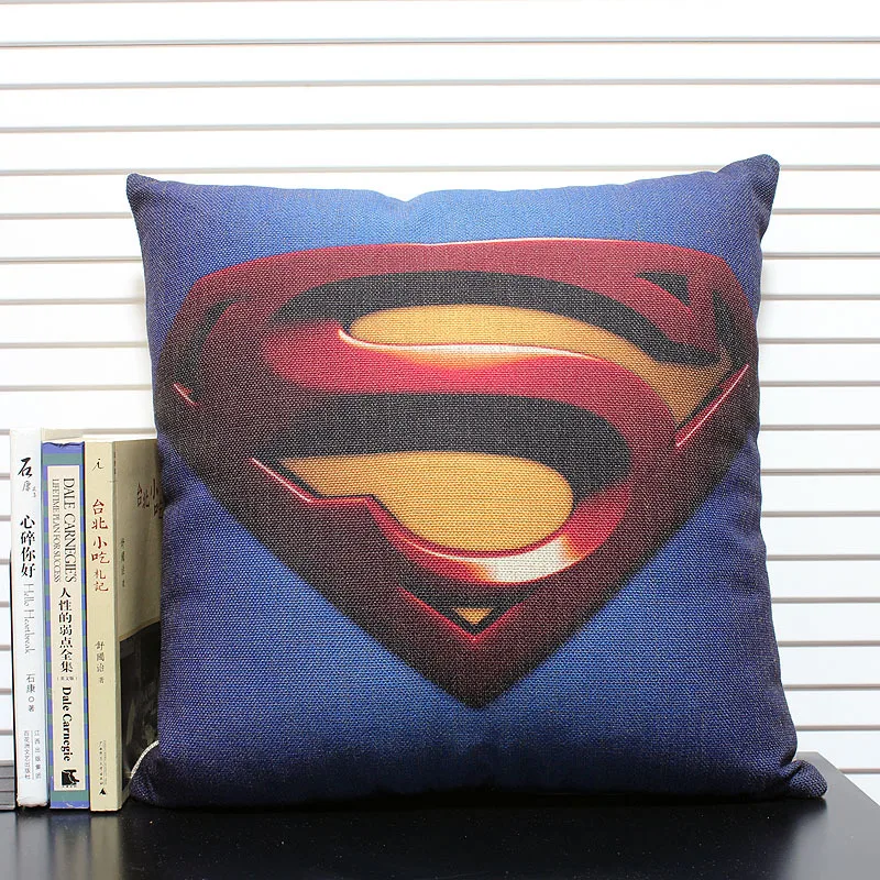 Superman pillow cover, creative Retro superhero Justice League superman Mark throw pillow case