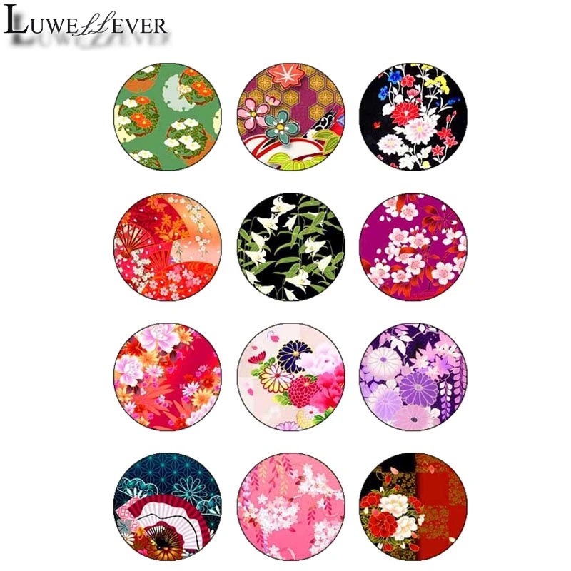 

10mm 14mm 16mm 12mm 20mm 25mm 361 12pcs/lot Flower Glass Cabochons Jewelry Findings 18mm Snap Button Charm Bracelet