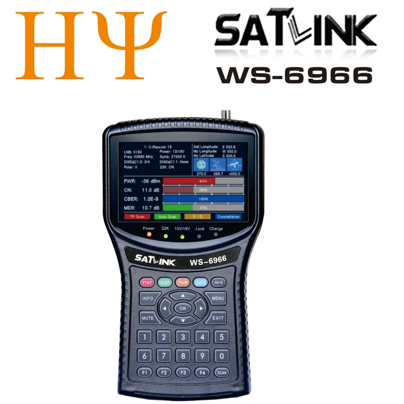 Спутниковая связь WS-6966 спутниковый Finder Meter PWR CN CBER MER MPEG4 DVB-S2 измерительный прибор с поиском спутникового сигнала WS6966 HD спутниковый ПОИСК СИГНАЛА