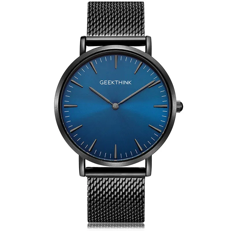 GEEKTHINK Топ люксовый бренд кварцевые часы для мужчин полный нержавеющая сталь классический Milimalist дизайнер Wrsitwatch деревянный циферблат часы для мужчин - Цвет: BBU