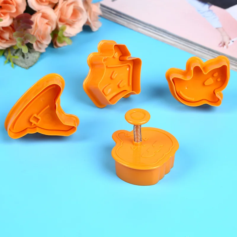 4Pcs Halloween Kürbis Geist Cookie Fondant Kuchen Dekoration Schneider Gussform