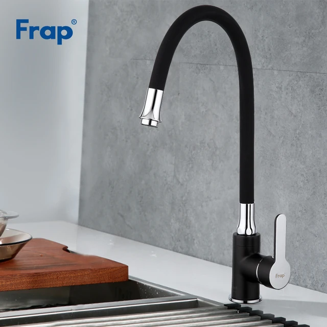 Special Offers Frap 1 Set Black Silica Gel Nose Any Direction Kitchen Faucet Cold and Hot Water Mixer Flexible Hose F4042