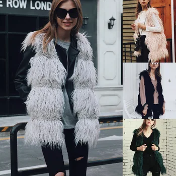 

T0736 Europe and United States fashion Women Faux fur Vest Jacket Autumn &Winter Waistcoat Female Mongolia Sheep Fur Vest