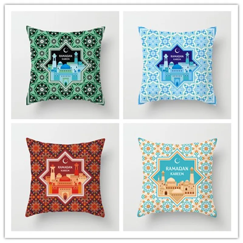 

Muslim Festival Ramadan Kareem Home Cushion Cover Sofa Office Seat Pillowcase Islamic Camel Floral Print Pillow Cover