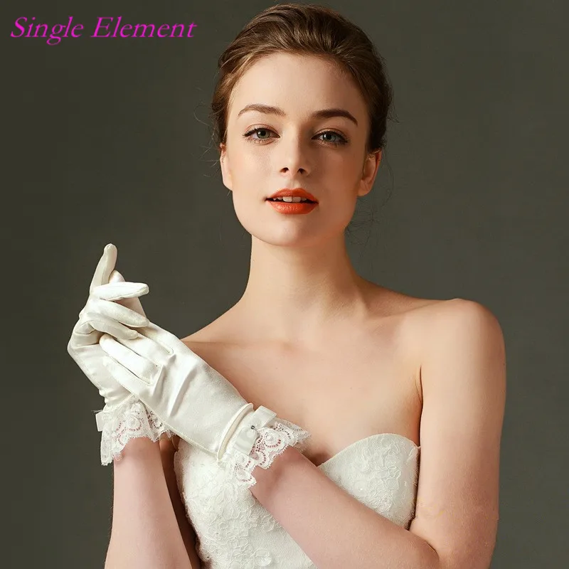 Top Satin Bridal Gloves with Fingers Wrist Length Free Size Gloves Beige Wedding Gloves 2017 Wedding Accessory Top Satin Bridal Gloves with Fingers Wrist Length Free Size Gloves Beige Wedding Gloves 2017 Wedding Accessory