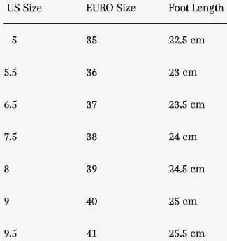 Women size chart 