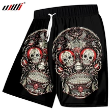 UJWI летние крутые быстросохнущие повседневные шорты для фитнеса, новые модные мужские шорты в стиле Харадзюку с красочным объемным принтом черепа ужасов, брюки 5XL