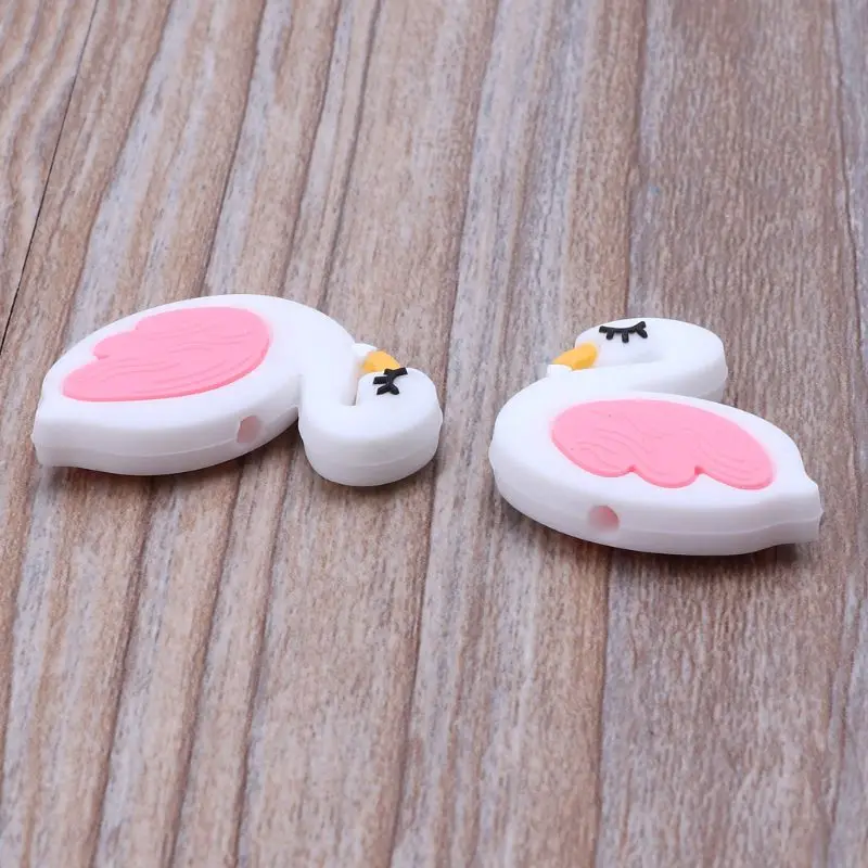 

Lovely Mini Flamingo Pattern Baby Silicone Teething Beads Teether BPA Free DIY Pacifier Chain Accessories