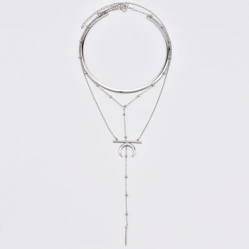KMVEXO, новинка, модные ювелирные изделия, лунное ожерелье с подвеской в виде полумесяца, подарок для женщин и девочек, многослойное богемное колье с рогом, колье