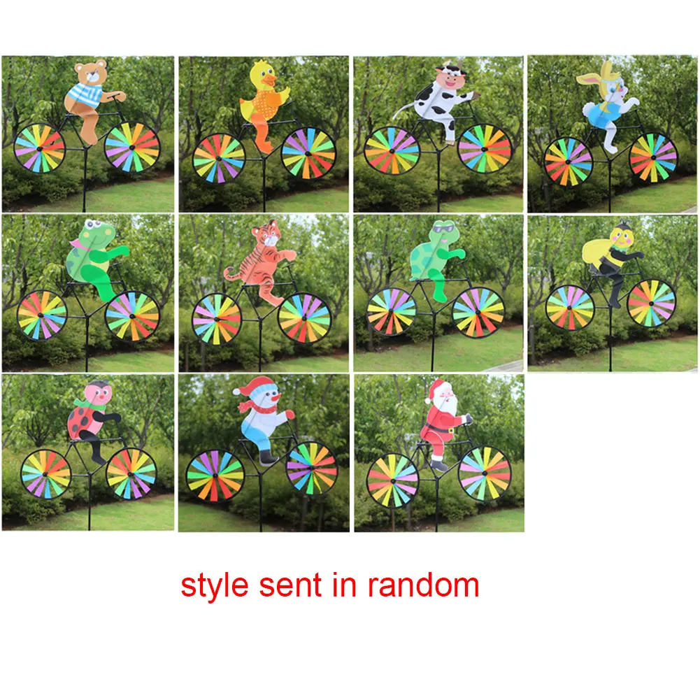 

Gift Kids Pinwheels Bike Garden Wind Spinner Cute Strip Shape Rainbow Funny Animal Pattern Home Ornament Classic Toy Windmill
