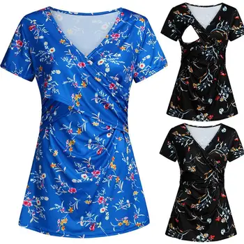 

New fashion personality trend pregnant women t-shirt women's short-sleeved breastfeeding shirt breastfeeding shirt