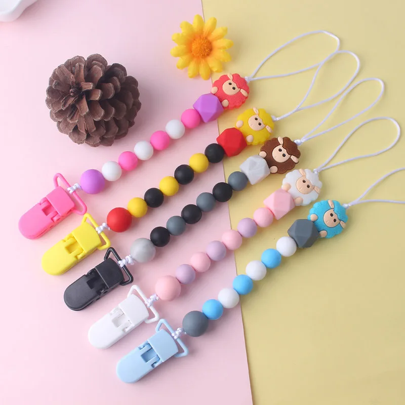 

Handmade Silicone Pacifier Chains Safe Teething Chain Baby Teether Eco-friendly Pacifier Clips Holder Chain 5 Colors