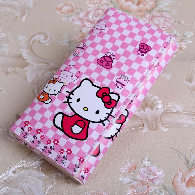 Новинка, милый Длинный кошелек из искусственной кожи с рисунком hello kitty для девушек и студентов, для отдыха, Дамский кошелек для монет, подарок на день рождения, держатель для карт, клатч - Цвет: G