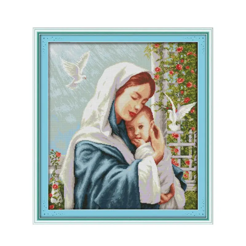 

Virgin Mary and Son Son Love Jesus Christian Catholic handmade needlework embroidery cross stitch Kit paintings