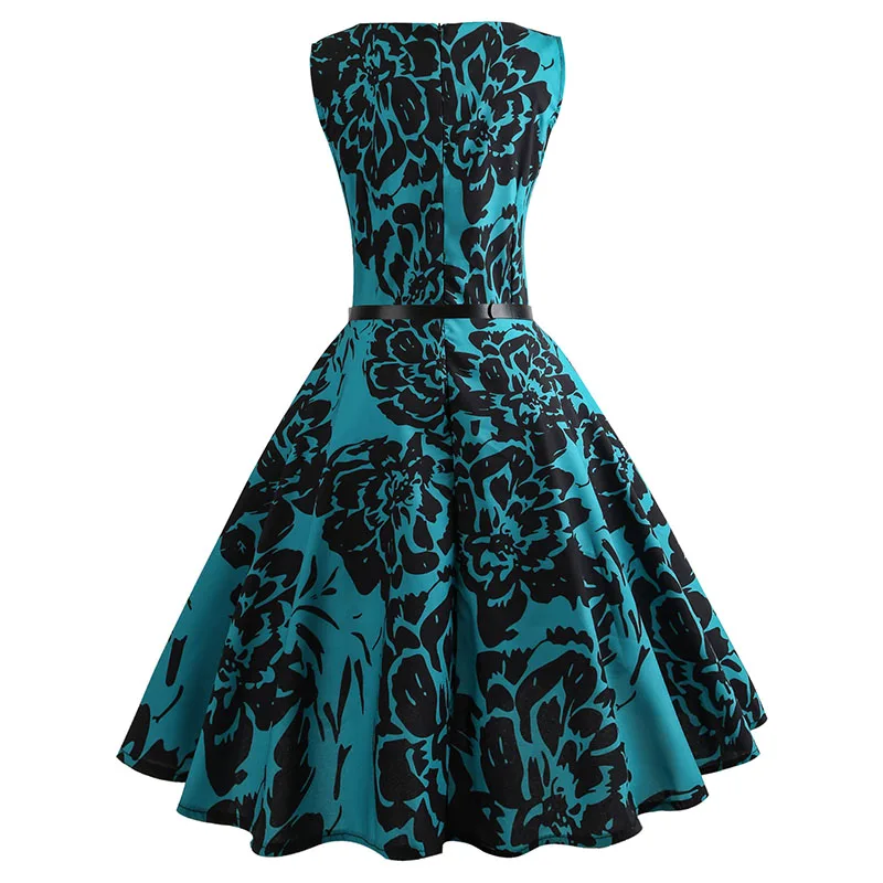 Клетчатое платье с принтом в винтажном стиле для женщин летние цветочные качели платья для вечеринок Хепберн 50 s 60 плюс размеры Ретро элегантны