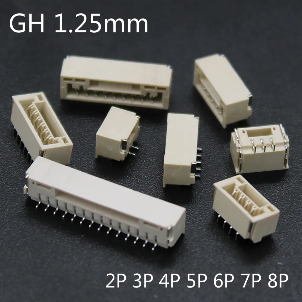 20 шт./лот GH 1 25 мм лежа с замком разъем SMT горизонтальный 2P 3P 4P 5P 6P 8P JST