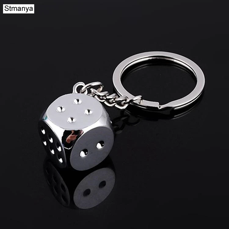 New Dice Key Chain Metal Personality Dice Poker Soccer Guitar Model