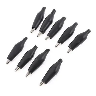 

9 Pcs Electric Test Probe Metal Alligator Clips Clamp 37mm Long w Black Boot