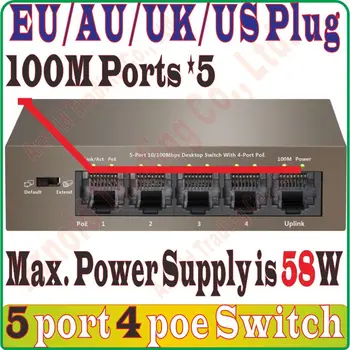 

Free&Shipping 5 port 4 poe switch IEEE802.3af PoE suit for all kind of poe camera or AP wholesale, Network Switches Plug&Play