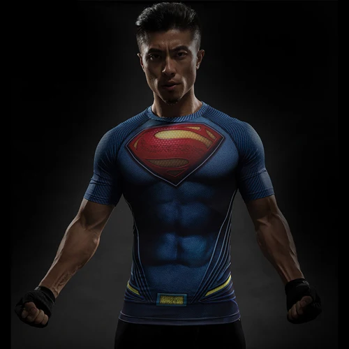 Футболка «Человек-паук Против Супермена», футболки с 3D принтом, мужские футболки с коротким рукавом реглан для фитнеса, костюмированной вечеринки, облегающие топы для мужчин