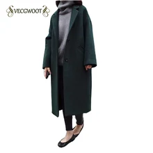 Осенне-зимняя женская шерстяная куртка средней длины большого размера, новинка, Женская шерстяная куртка чистого цвета для отдыха, версия Han, S-L SES749