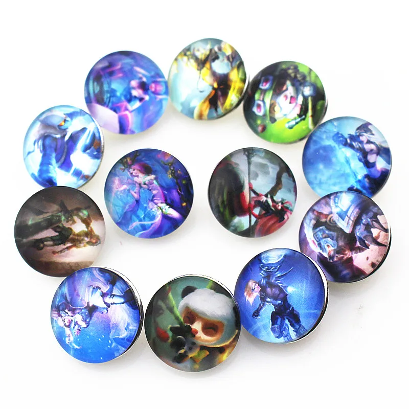 

New Arrival Mix 10pcs/lot cartoon LOL role Snap Button pretty Glass Snap Buttons Fit bangle 18mm DIY Snap Bracelet Jewelry