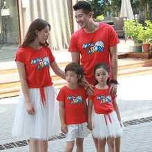New family fitted summer mother and daughter father and son set a family of four family suit tide suit robot cat cartoon cute
