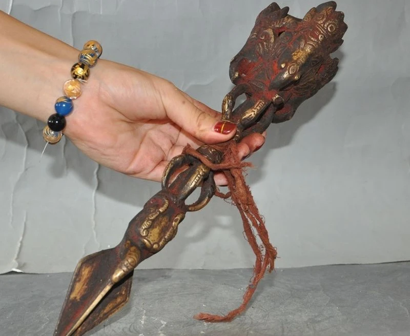 

Collect old tibet Exorcism bronze Elephant Head buddha Vajra Dorje Phurpa dagger
