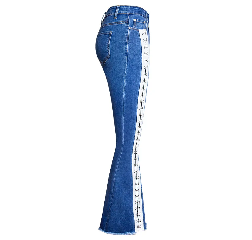 New wide-leg webbed jeans women's trousers (15)