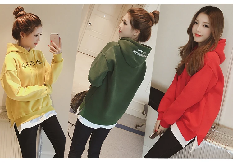 Camisolas para a Primavera e Outono Jogo Duplo Falso Hoodies Algodão Mulheres Pullver Carta Bordado 2021 Nova Coleção 1 Cheap Agasalhos e Moletons