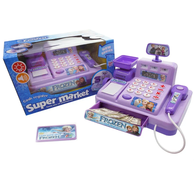 Princesa dos Desenhos Disney Congelado Pirata Animados Simulação Jogo Pai-filho Interativo Supermercado Caixa Registradora Dinheiro Bancário Brinquedo