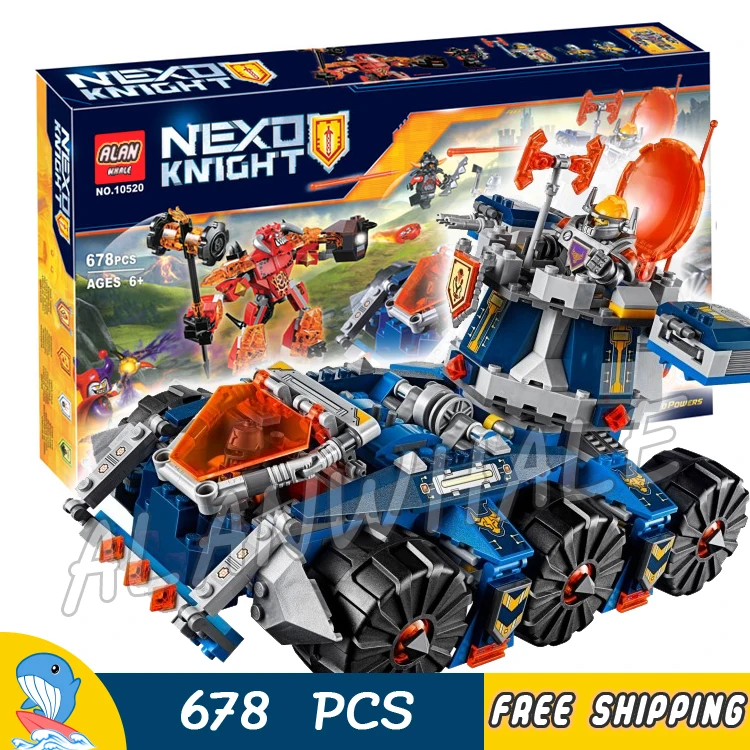

678pcs Knights Axl's Tower Carrier Chariot War Wagon 10520 Model Building Blocks Children Bricks Nexus Toys Compatible With Lego