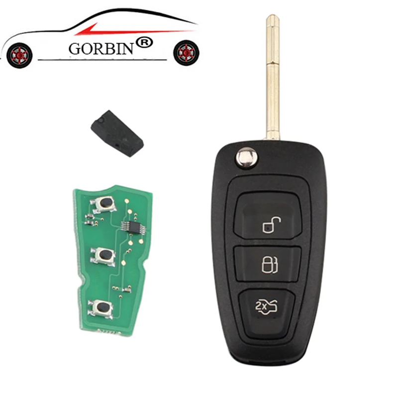 

3 Buttons Flip Remote Key Fob With Chip 4D60 For Ford Focus Mk1 Mondeo Transit Connect 433Mhz