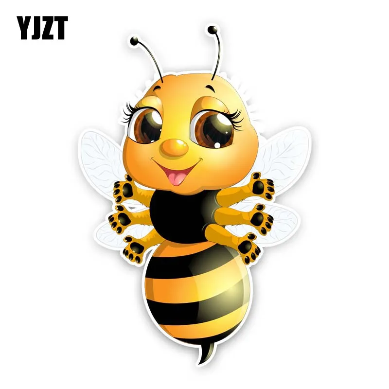 

YJZT 9.6CM*14.1CM A Bee With Six Hands Car Sticker Cartoon PVC Decal 12-300628