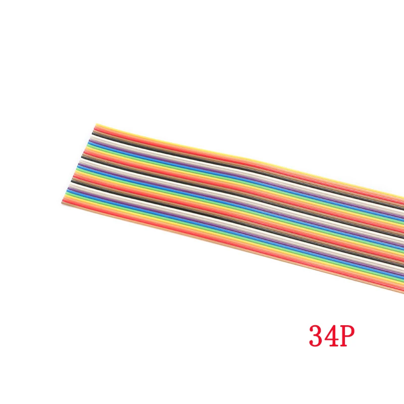 1 м плоский IDC ленточный удлинитель Радужный DuPont провод 10P 14P 16P 20P 26P 34P 40P 50P Pin с шагом линии 1,27 мм соединительные провода - Цвет: 34P 1meter