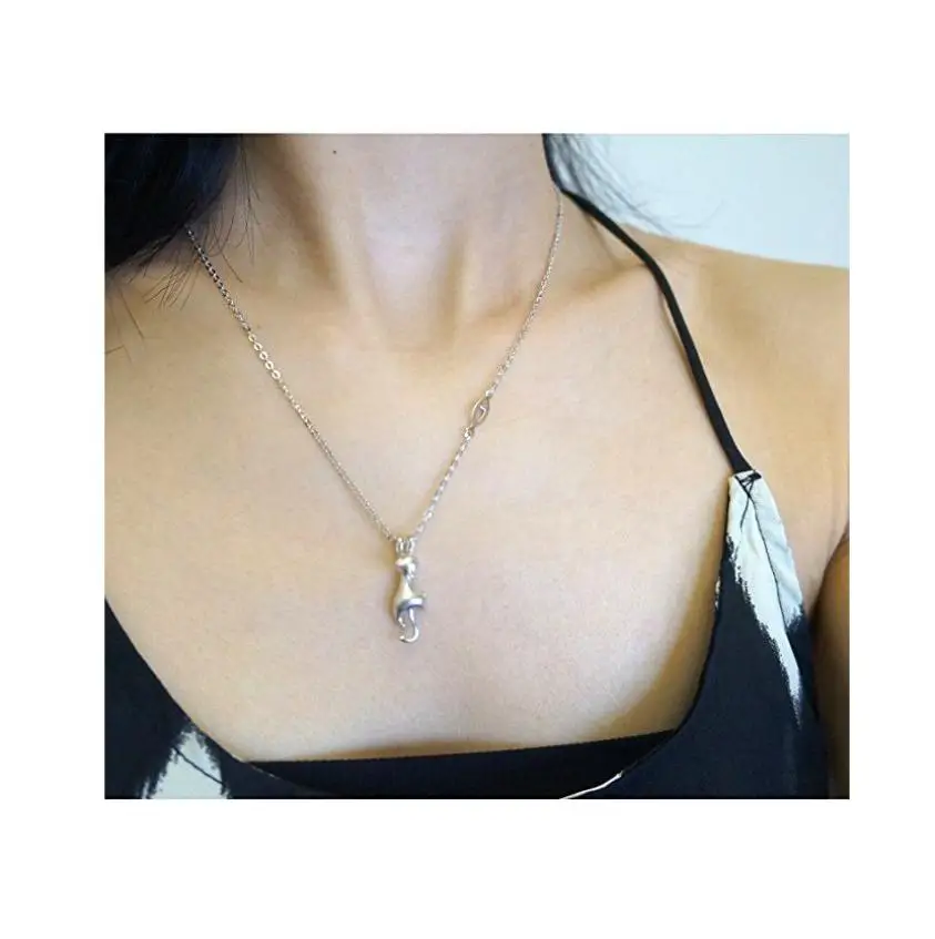 

Exquisite Cat Silver Jewelry Cat Necklace Silver 925 Pendant Choker Cat Female Necklace Torque Girl Cat Ornaments Necklaces
