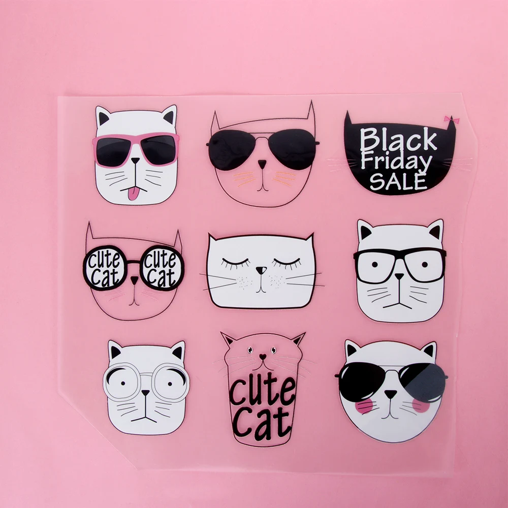 

9 Pcs/set Cartoon Cute Cat Face Iron-on Patch 2 Styles Children Clothing Stickers DIY Patch Iron-on Heat Transfers Patch
