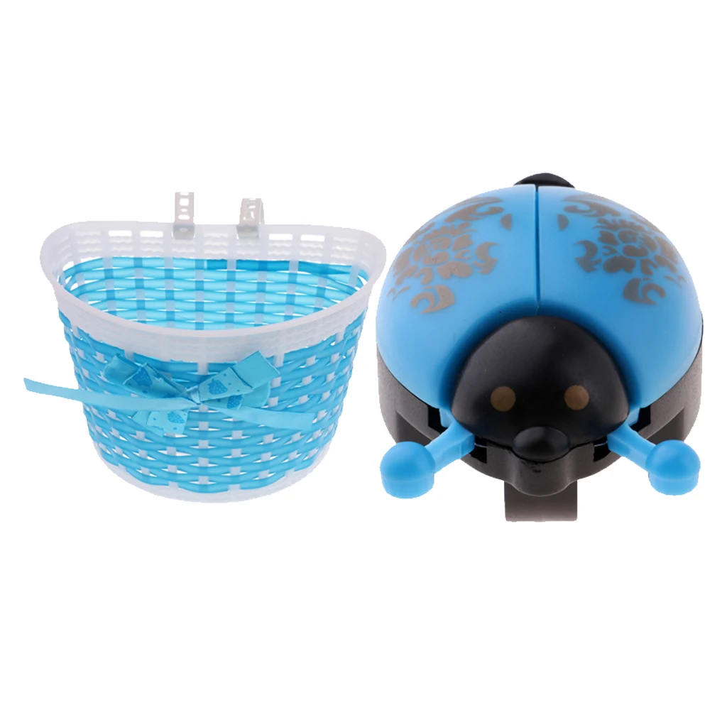 2Pcs/Set Children Kids Girl Bike Front Basket Bicycle Shopping Stabilizer + Bell Horn Safety Alarm Bicycle Accessories