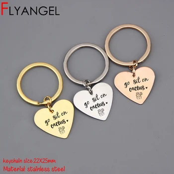 

FLYANGEL Jewelry Cactus Heart Keychain Go Sit On Cactus Fashion Key Holder For Cactus Lover Keyring Gifts Bag Charm