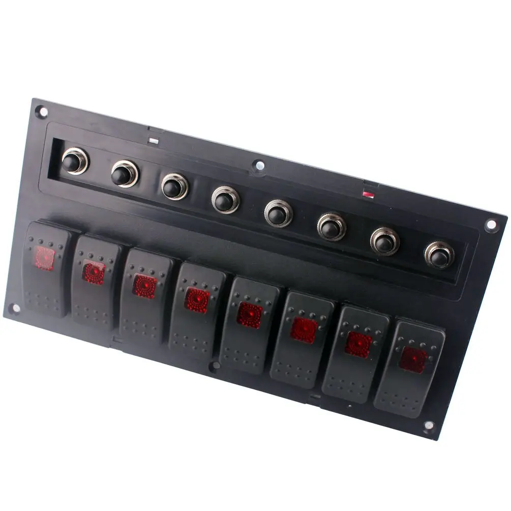 

AUTO 8 Gang Waterproof Rocker Switch Panel with LED Indicators For Boat