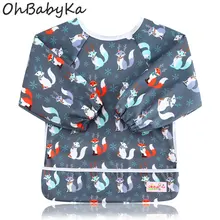 Ohbabyka непромокаемые детские нагрудники на липучке сзади, регулируемые нагрудники с карманами для кормления детей, нагрудники с единорогом, одежда для девочек, аксессуары, Прямая поставка