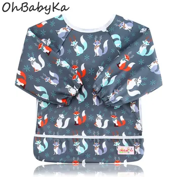 

Ohbabyka Waterproof Baby Bibs Back Hook&Loop Adjustable Baby Feeding Pocket Bibs Unicorn Girls Clothes Accessories Dropshipping