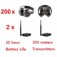500 м 3 канала беспроводные наушники Сайлент диско наушники-200 складные наушники+ 2 Передатчики