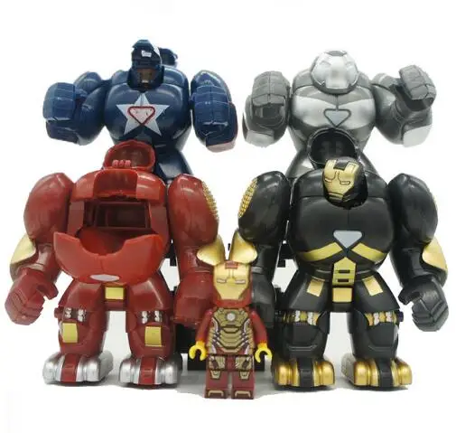 

4pcs/lot Mr298 DC Marvel Super Heroes Iron Man With Hulkbuster Model Building Blocks Enlighten Figure Compatible With Legoings