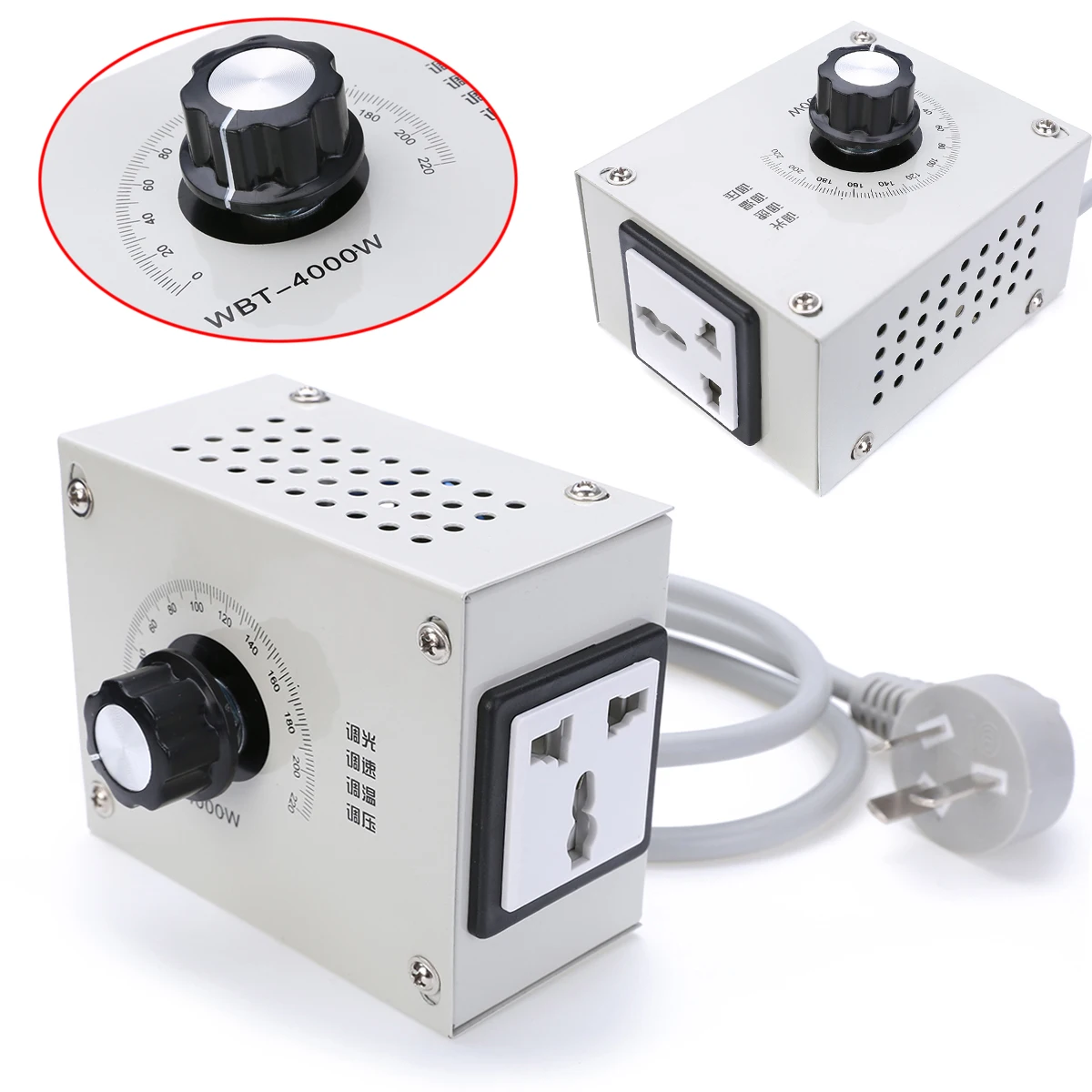 

New AC 220V Motor Speed Controller 4000W Variable Voltage Controller Control For Fan Speed Motor Dimmer 107x56x84mm