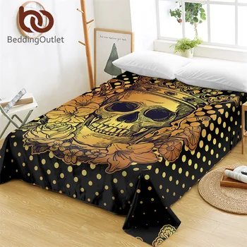 

BeddingOutlet Sugar Skull Collection Bed Sheets One Piece Floral Flat Sheet Soft Bedding Gothic Crown Rose Bedspreads sabanas