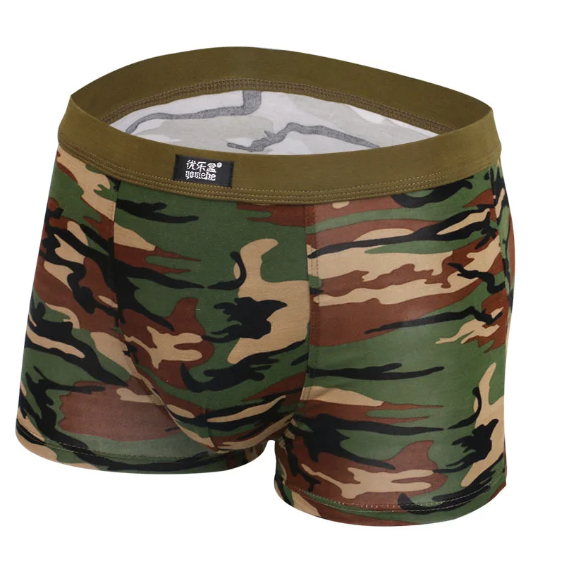 

4 color Elstic Camouflage Hight Quality Breathable Mid Waist Large Size L-XXXL U Convex Men boxers underwear hombre Men Shorts